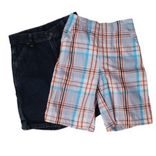 Boys Size 7 Shorts Lot 2 Wrangler Denim Cargo Garanimals Plaid