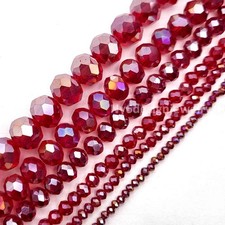 Ruby AB Crystal Faceted Rondelles Bead Jewelry Making Supplies 11" Strand
