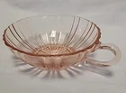 Vintage Old Cafe Pink Depression Glass Trinket Candy Dish Nappy With Handle