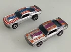 2 Hot Wheels Redline Mustang Chrome Stocker 450HP & US Flag Hong Kong 1974