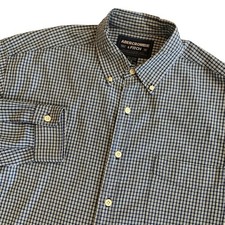 Abercrombie Fitch Mens Medium Blue Green Check Cotton Button Down Shirt