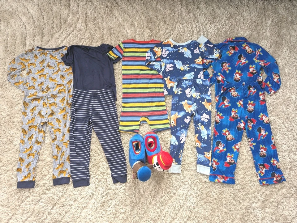 5 Boy Pajama Sets Lot Size 5 Characters PJ Separates + Paw Patrol Sock Slippers - Image 2 of 4
