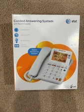 AT&T Cl4940 Corded Phone with Answering System and Backlit Display - White