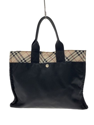 BURBERRY BLUE LABEL Tote Bag Nova check switching nylon BLK ZAE29-501 Used