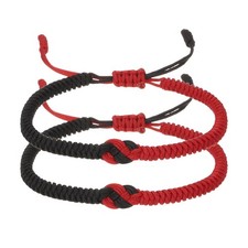 Matching Bracelets for Couple, 2pcs Red Black Knots Bracelets, Black Red