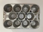 Vintage Cast Aluminum Wagner Ware #408 Muffin Popover Pan W/11 Cups 10.5”x 7.25”