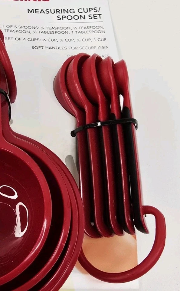 KitchenAid Measuring Cups and Measuring Spoon Set Red and Black Secure Grip New - Image 4 of 4