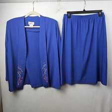 G.W Division Of Graff Suit Woman  s Size 10/14P Blue Skirt Suit Defects Pictured