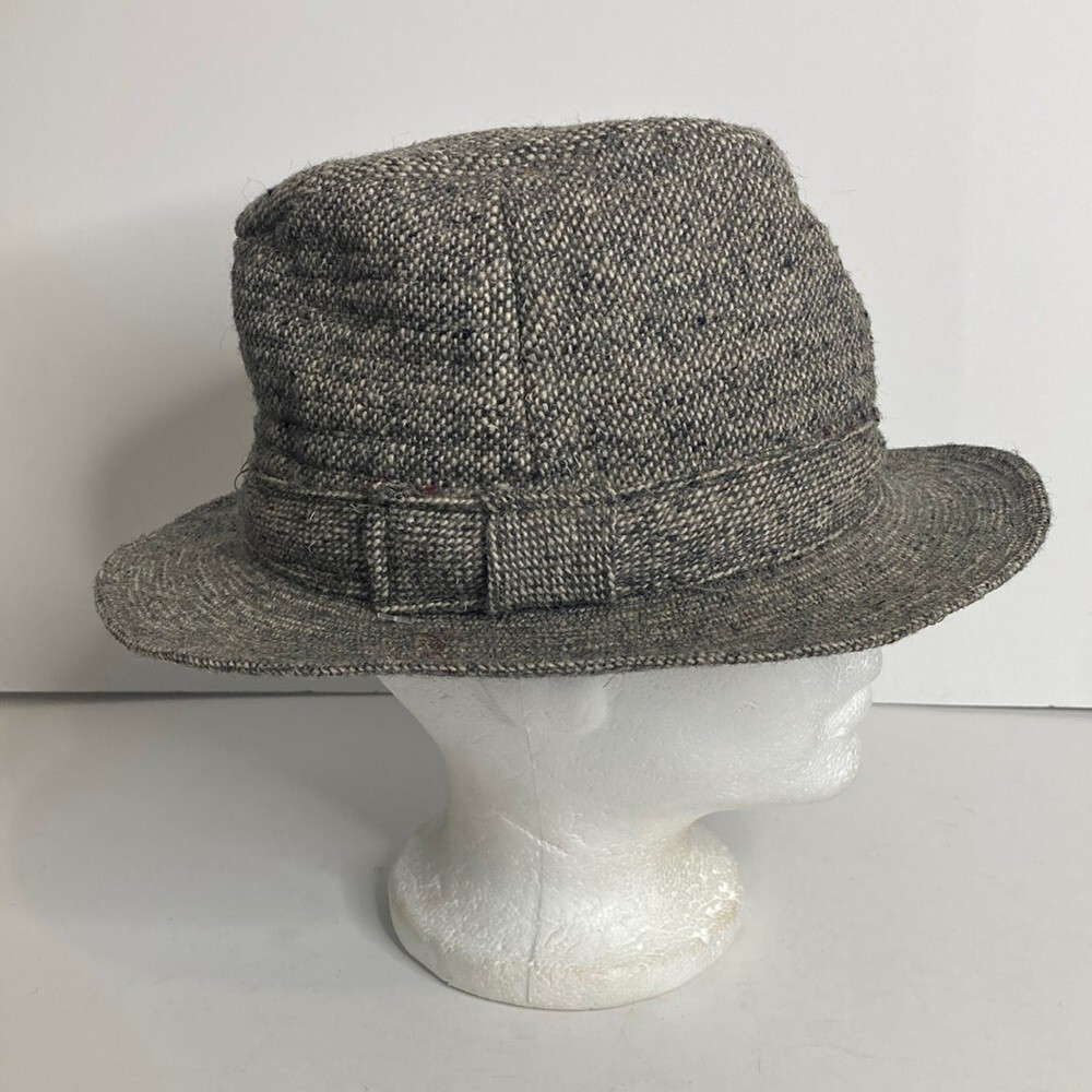 Vintage Gray Nailhead Wool Tweed Fedora by Millars Made in Ireland Mens Small-image