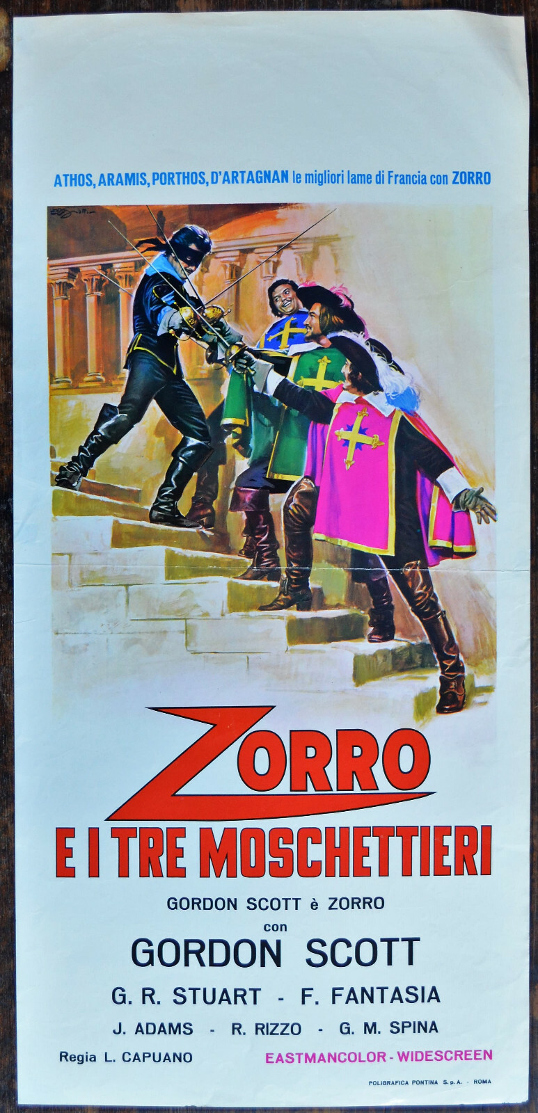 Locandina originale film Zorro e i tre moschettieri (1963) - Regia di Luigi Capuano