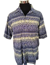 Campia Moda Shirt Men's Size Large Button Front Hawaiian Tropical Island Casual