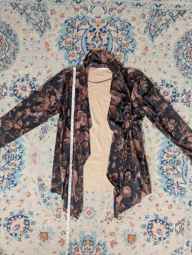 Soft Surroundings Shape Drape Faux Suede Jacket in Black and Brown Floral Multi - Picture 7 of 9