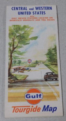 1971 Gulf oil company gas station map of Central and Western United States