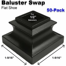 Baluster Swap Flat Shoes for Metal Balusters 50-Pack NO Screw Satin Black 