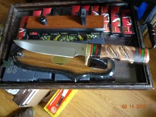 CHIPAWAY CUTLERY 12" OVERAL FIXED BLADE 440HC STAINLESS BLADE GENUINE BROWN BONE