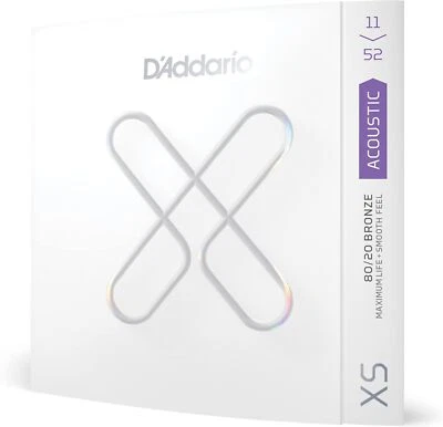 D'Addario 11-52 Custom Light, XS 80/20 Bronze Coated Acoustic Guitar Strings