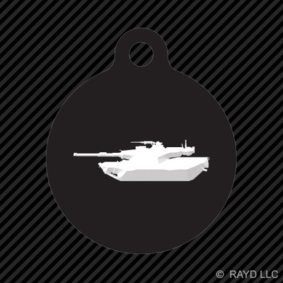 M1A1 Abrams Keychain Round with Tab dog engraved many colors M1 Tank