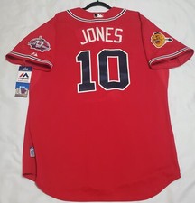 Authentic Majestic 48 XL ATLANTA BRAVES CHIPPER JONES COOL BASE Jersey RARE!
