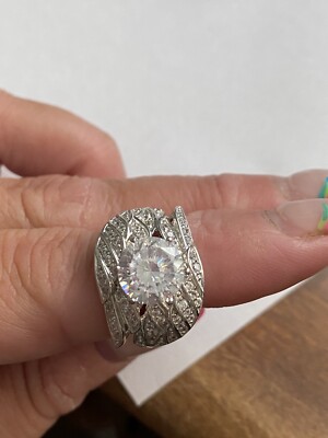 PAJ Sterling Silver 925 CZ Swirl Cocktail Ring- SZ