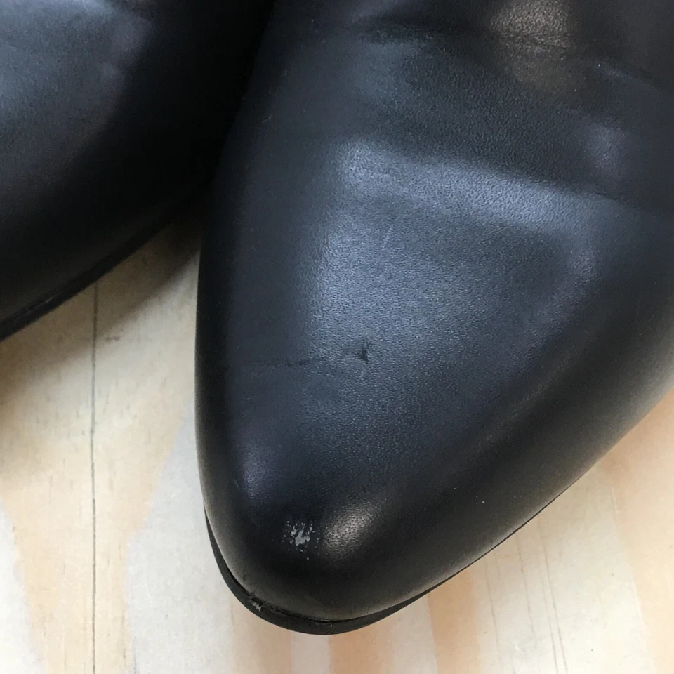 Chaps Boots Womens 9 B Ankle Bootie Black Leather Side Zip Casual Block Heels - Image 4 of 4