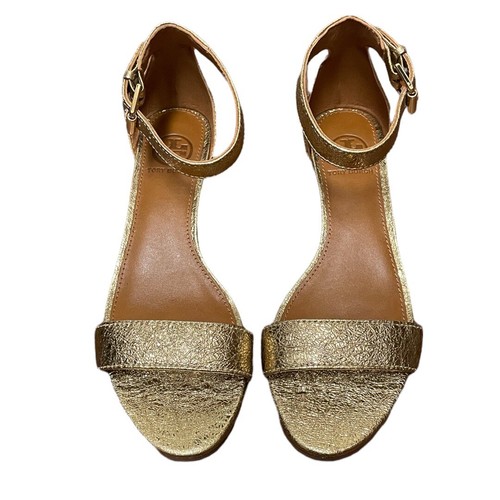 tory burch savannah wedge sandal metallic gold size 5.5 | eBay