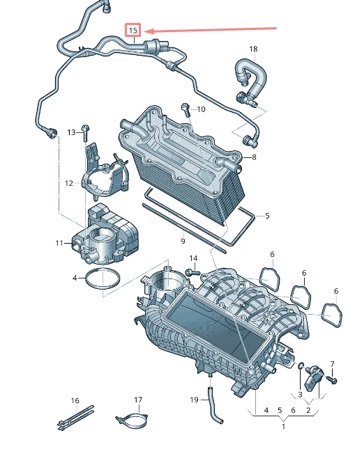 VOLKSWAGEN GOLF 5G MK7 Intake System Connecting Hose 04C133352N 