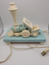 Vintage Wooden Nightlight Child Lamp Train 1960s Nursery Plastics, Inc