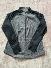 Footjoy Women  s Jacket Heather Gray Black Full Zip Stretch Active Golf Sz L