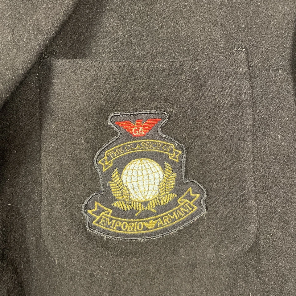 Blazer Emporio Armani Hombre Cachemira 46 Azul Marino Dorado Bordado Capitán Yate Foto 2 de 4