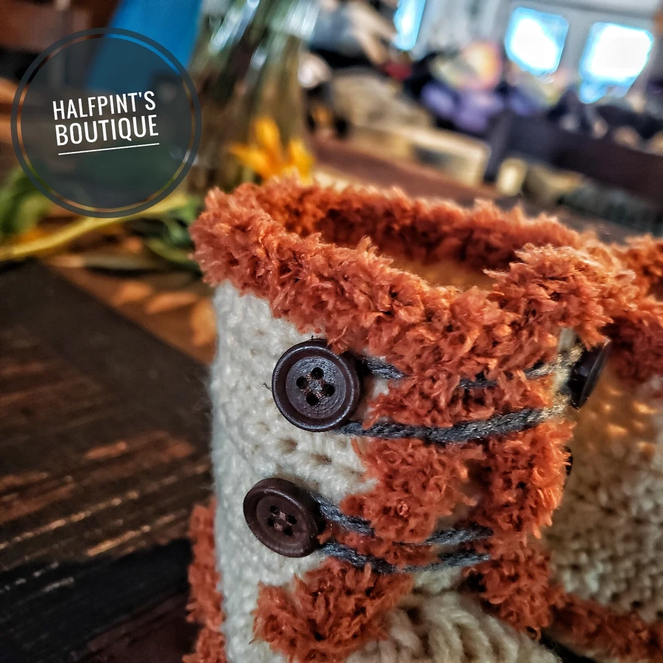 Осень \ зима крючком малыш ботинок размер 9-12 ручной работы зимние ботинки - Изображение 2 из 4