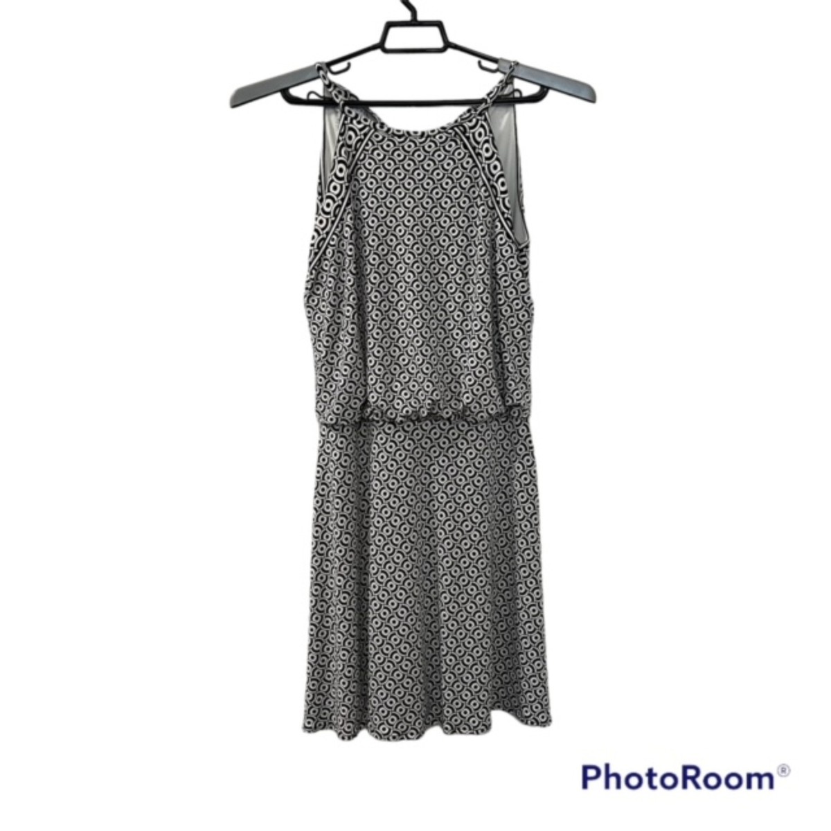 Maggy London Petites Womens Black And White Geometric Print Halter Dress  Size 8P - Main Image