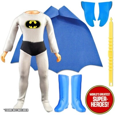 Mego Batman COMPLETE Outfit Boots Cape Belt Gloves Decal for WGSH 8'' Figure