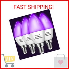 4 Pieces LED Black Light Bulb 6w E12 Base Blacklight Candle Bulb Glow in The Dar