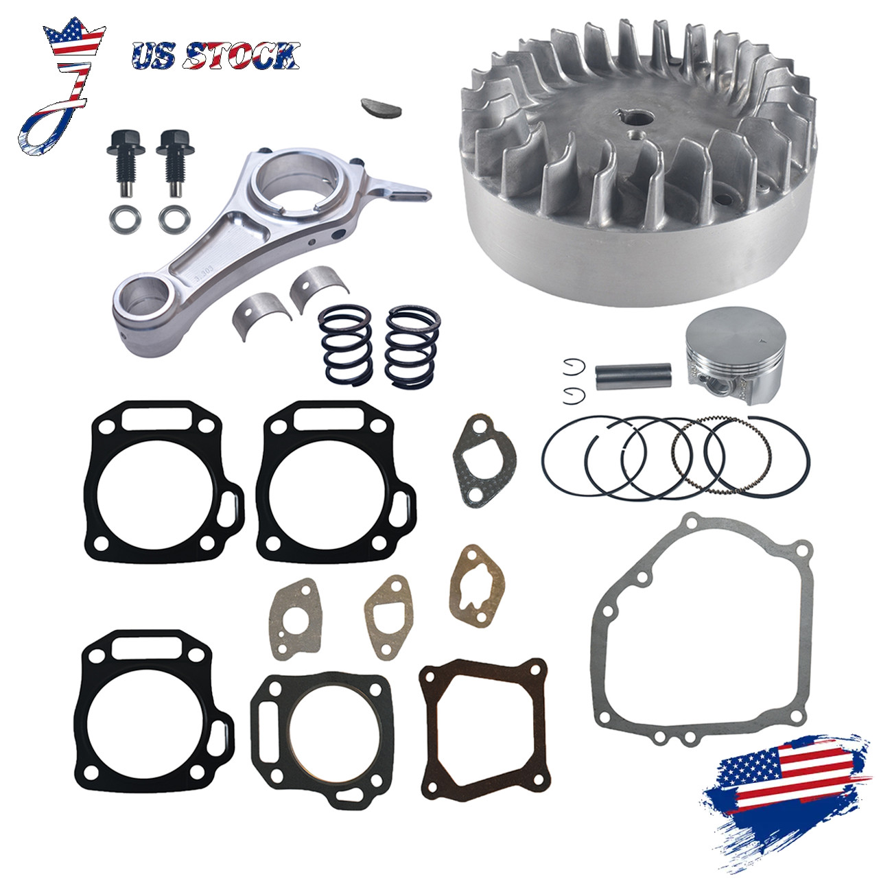 70mm Flat Top Piston Flywheel 10krpm 3.303 Billet Rod For Predator 212cc 196cc