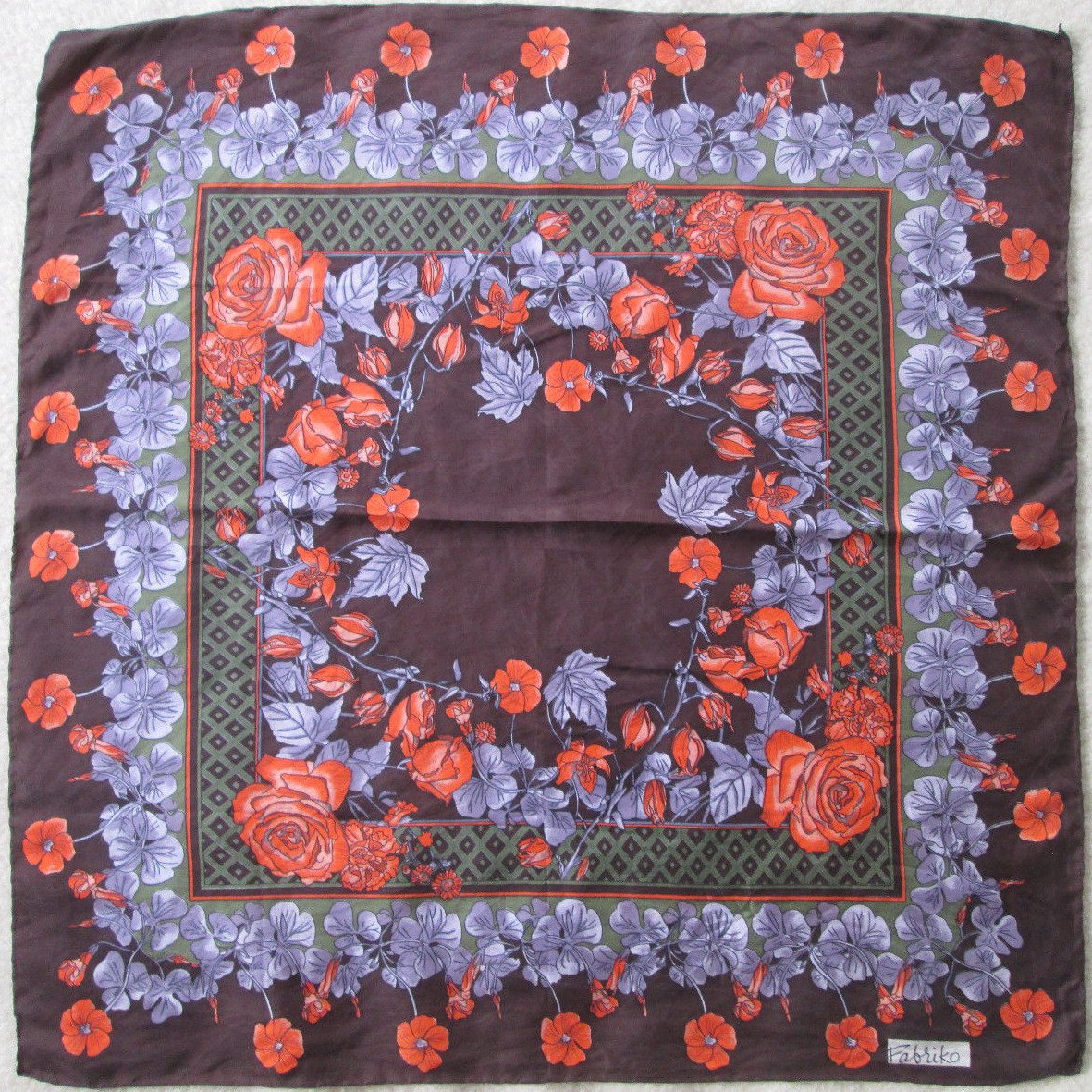 Foulard De Ski Vintage En Soie 100% - Dimensions 75 X 77 Cm - Bleu