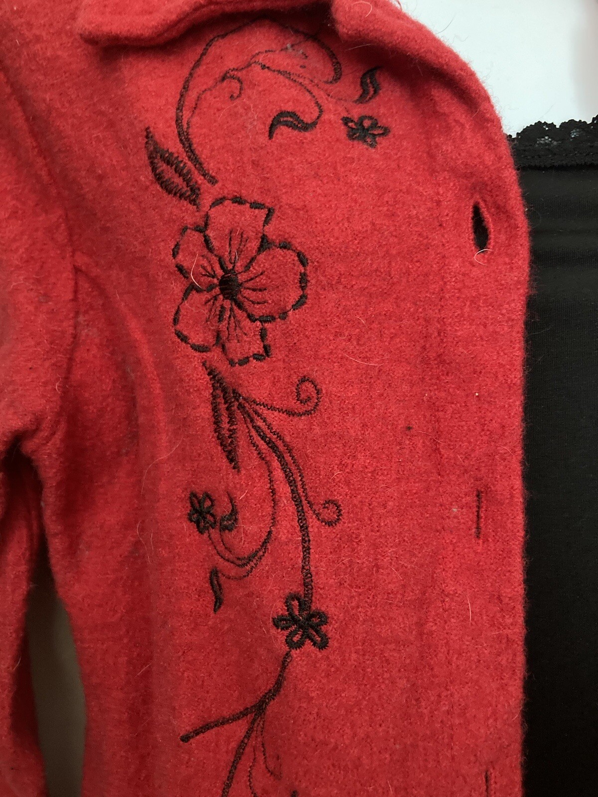 Vintage Classic Elements Red Wool Embroidered Lon… - image 5