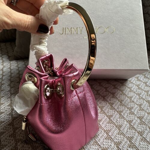 RRP £1495 Sold Out colour! Jimmy Choo Bon Bon pink bucket bag, brand new - Picture 6 of 10