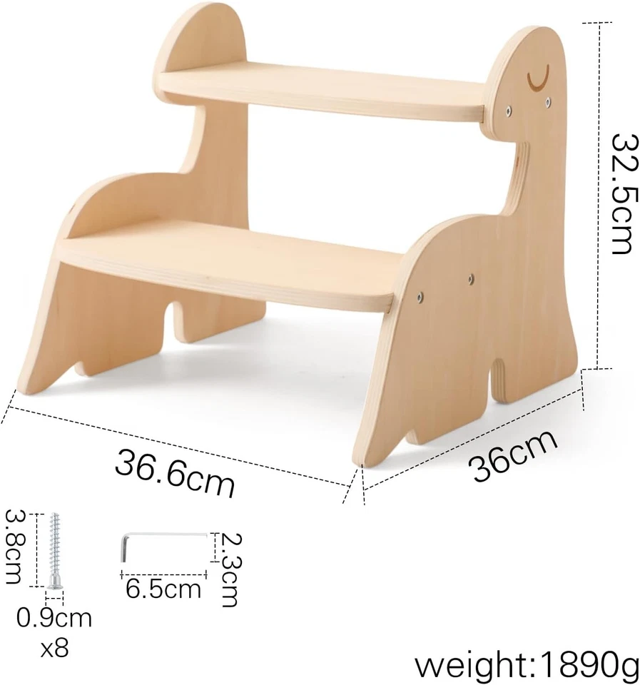 Dinosaurs Wooden Toddler Step Stool for Kids,Two Step Stool for Bathroom, - Image 2 of 4