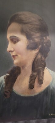 Romanian Painting By SAVA HENȚIA (1848-1904)''Portrait Of A Woman''