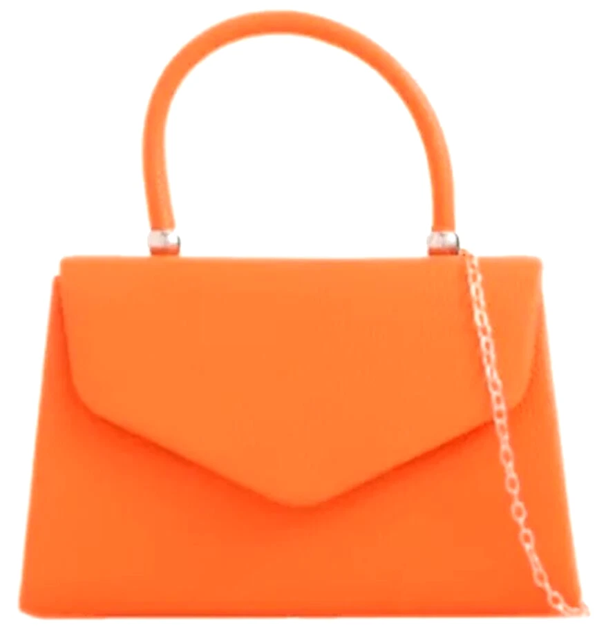Orange Grab Bag Ladies Top Handle Faux Leather Handbag Evening