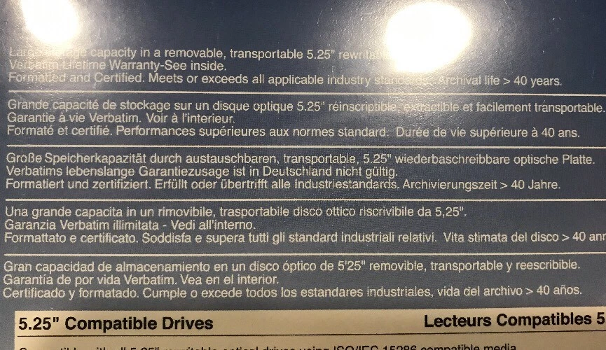 Verbatim MO 1024 Magnetooptical Disk 4,8 GB Speichermedium - Bild 3 von 3