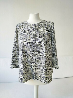 Neuwertig! Cos Bluse Tunika D 36 38 100% Baumwolle Grau Weiß Gelb