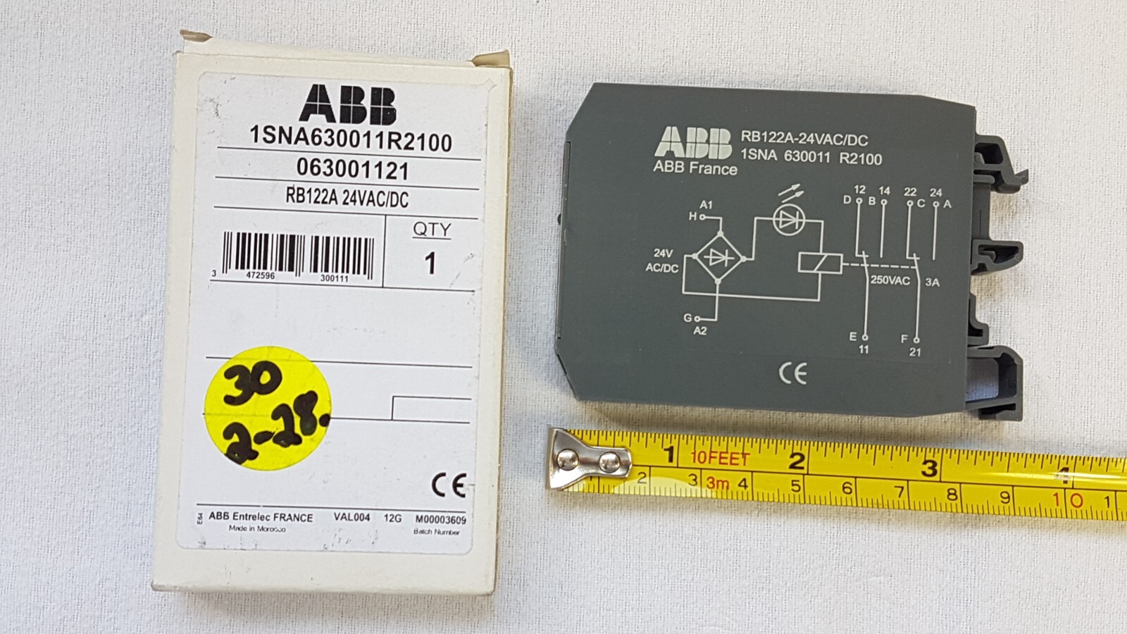ABB RB122A 24VAC/DC Relay Module - 1SNA 630011 R2100 - Unused