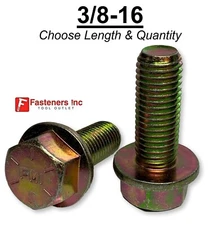3/8-16 Grade 8 Flange Frame Bolt Yellow Zinc Plated (All Sizes & Qty's) 3/8"