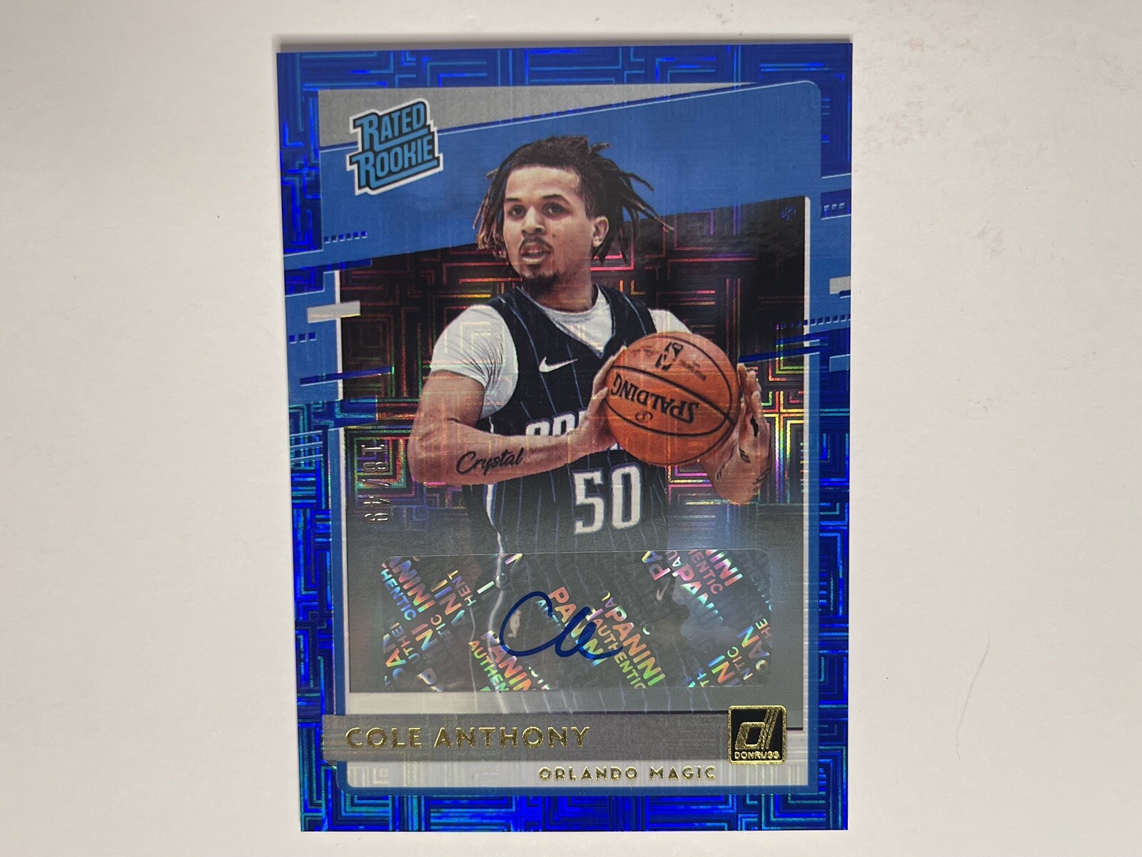COLE ANTHONY 2020-21 DONRUSS RATED ROOKIE CHOICE BLUE MAGIC RC AUTO /49 208