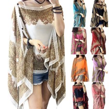 Women Girl Summer Beach Chiffon Blouse Tops Shawl Sun Protection Sunscreen Shirt