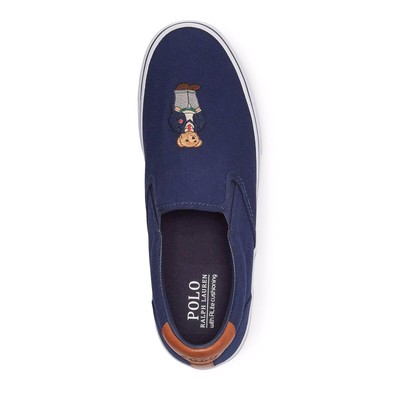 Polo Ralph Lauren Thompson III Polo Bear Canvas Slip-On Shoes Blue Mens 7D Prep Polo Ralph Lauren Thompson Rugby Kicker Bear Flag Mens 11.5  main image 3