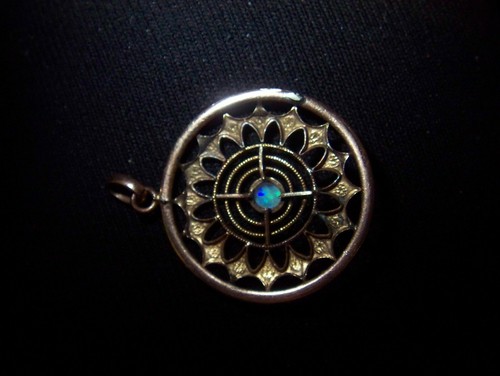Rarer-Jugendstil-Opal-Anhänger-Rund-Form-Gold-Doublé-Opal-1900-1914 - 第 4/8 張圖片