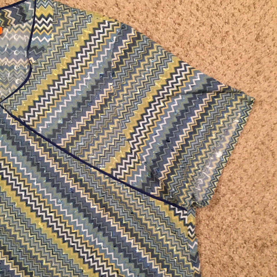 Barco Elan Scrub Top Womens 3XL Blue Geometric Short Sleeve - Image 4 of 4