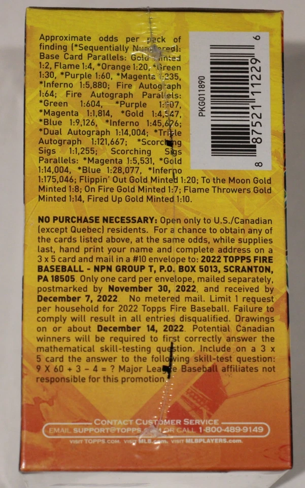 2022 Topps Fire MLB Baseball Blaster Box New Factory Sealed - Image 3 of 3